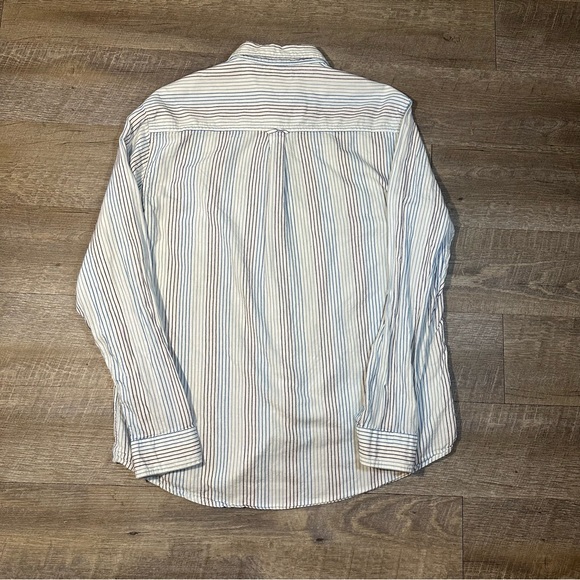 Carbon 2 Cobalt Mens Button‎ Up White Size Large Stripes Pocket Long Sleeve - Picture 6 of 8